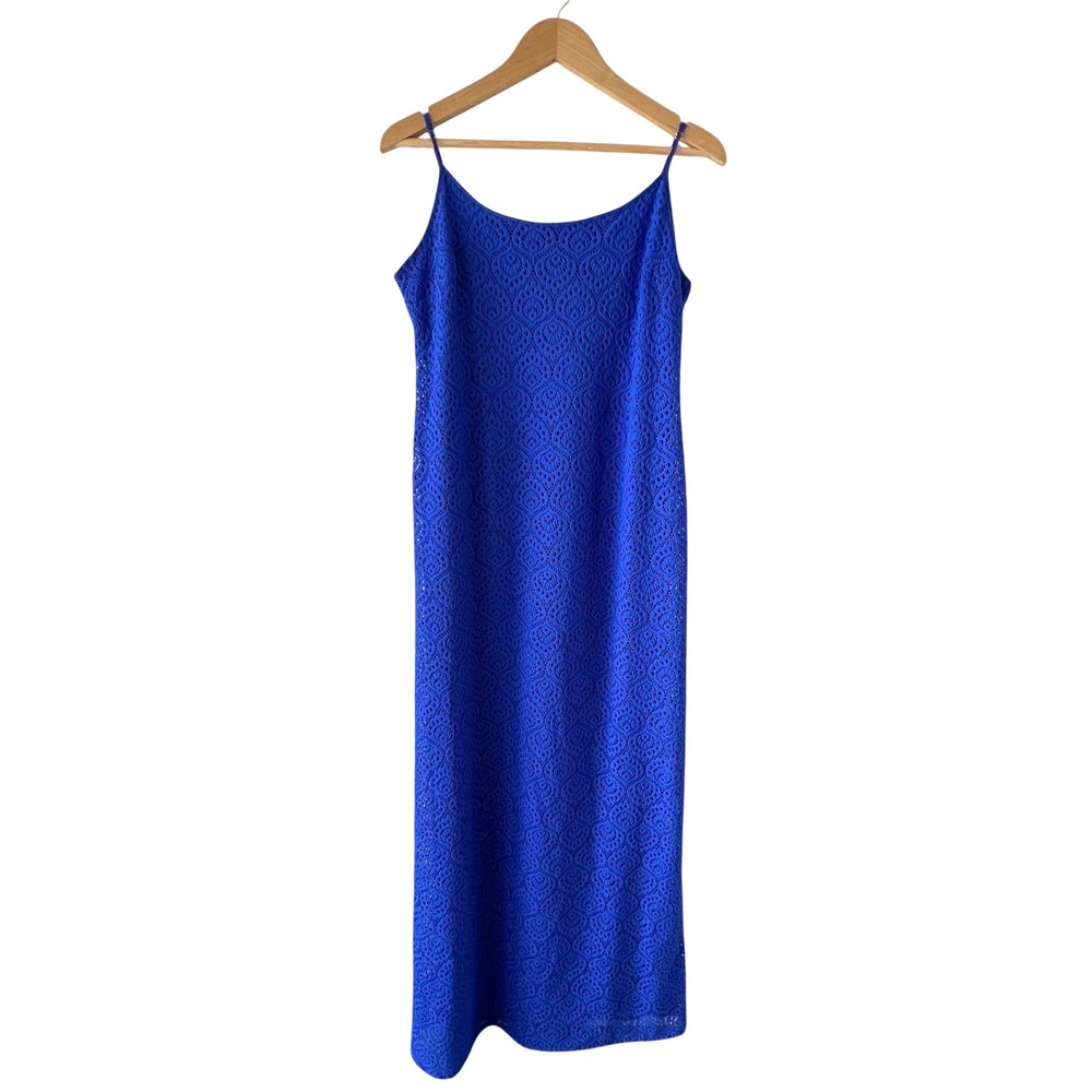 Lilly Pulitzer Royal Blue Lace Maxi Dress Sleeveless Wedding Guest Formal L